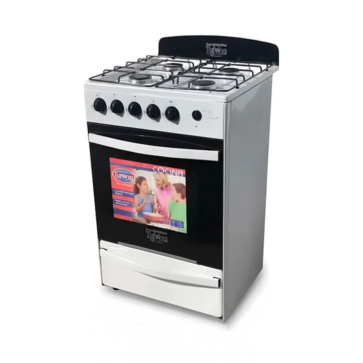 Cocina familiar blanca 55 cm con visor y válvula de seguridad - Turena