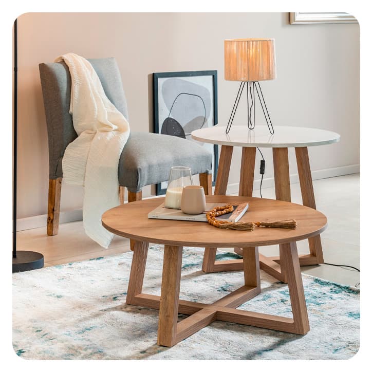 Set de mesas de living escandinavas 59 y 75 gacela muebles