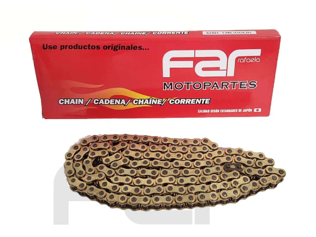 CADENA DE TRANSMISION 520H X 118 DORADA FAR far motopartes